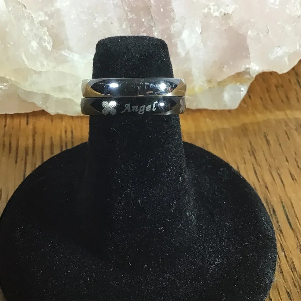 Black and Silver Flower Angel Band - Size 6